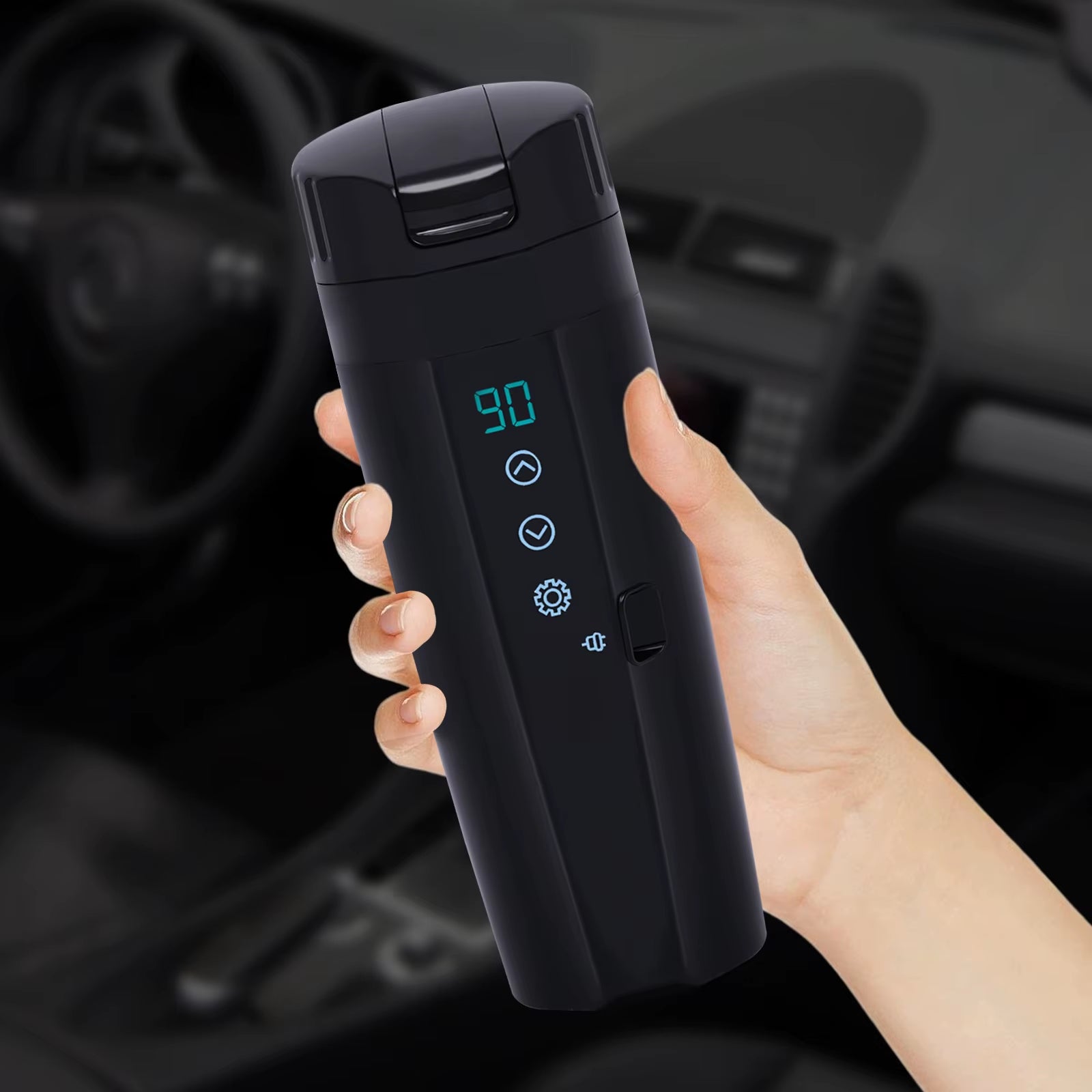 12V/24V Elektrische Thermoskan voor Auto – 350 ml met Digitale Temperatuurdisplay