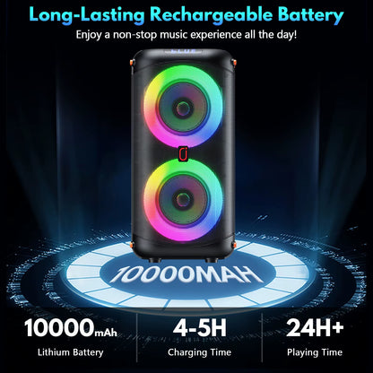 T27 Wireless Bluetooth Speaker, Karaoke Machine with 2 Microphone, Home Karaoke Party Speaker with Led Light