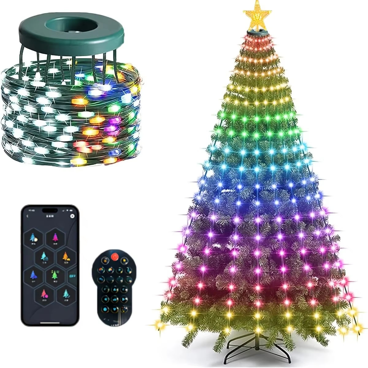 RGB LED Kerstboom Lichtsnoer – Met Bluetooth & Besturing via Mobiele App