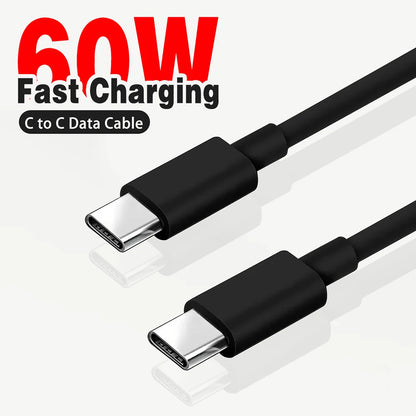 PD 60W USB C to USB Type C Cable Fast Charge Data Cable for Iphone 15 15Pro Huawei Samsung Xiaomi Data Line White 1M 2M 3M