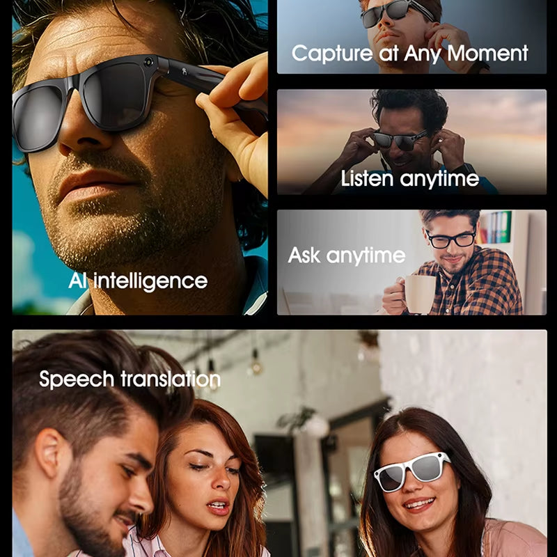 AI Smart Glasses / Action camera – Bluetooth, Voice Assistant, Navigatie