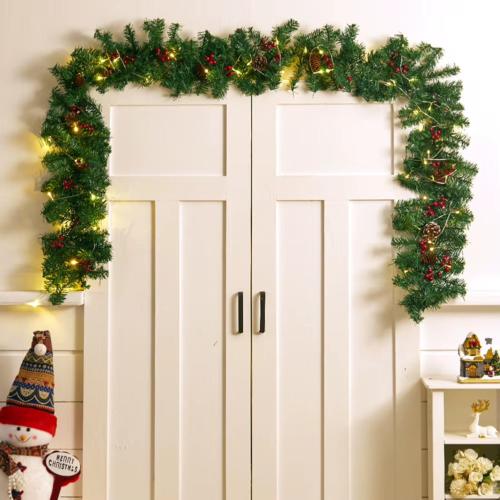 Kunstige Dennenguirlande – 270 cm met 50 Warm Witte LED-Lampjes