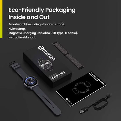 New  Btalk 3 GPS Smartwatch 1.43" AMOLED Screen Dual Straps Make/Answer Phone Calls Heart Rate Spo2 Stress Tracking Watch