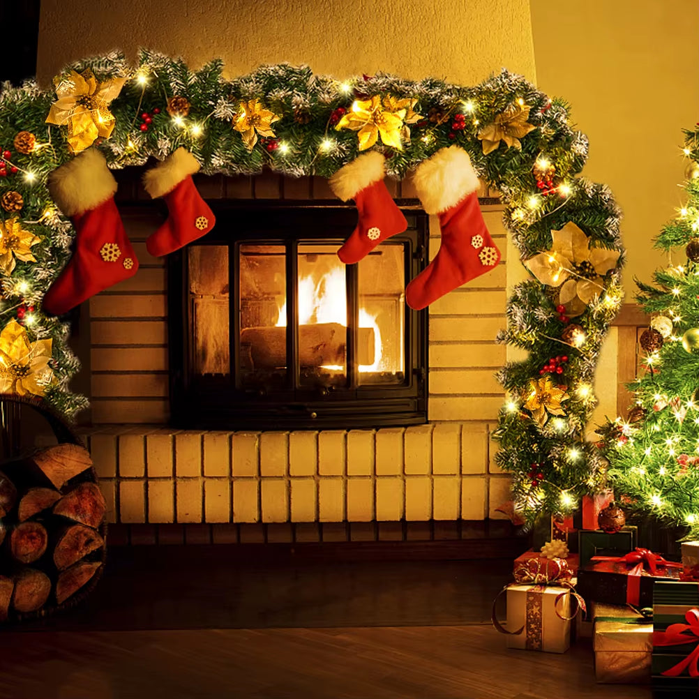 Kunstige Dennenguirlande – 270 cm met 50 Warm Witte LED-Lampjes