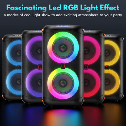 T27 Wireless Bluetooth Speaker, Karaoke Machine with 2 Microphone, Home Karaoke Party Speaker with Led Light