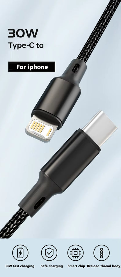 PD 30W Oplaadkabel voor iPhone – USB-C naar Lightning (2M)