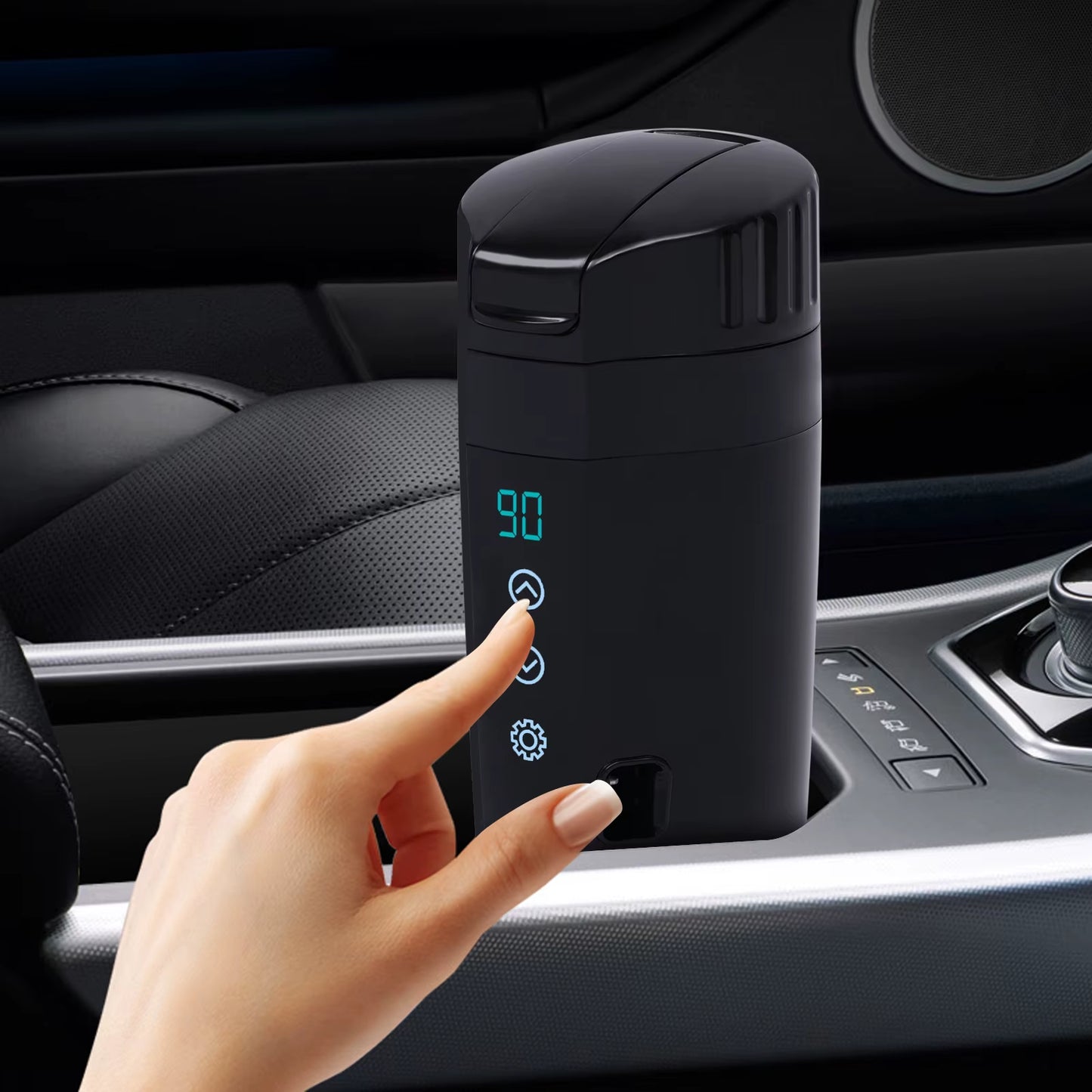 12V/24V Elektrische Thermoskan voor Auto – 350 ml met Digitale Temperatuurdisplay