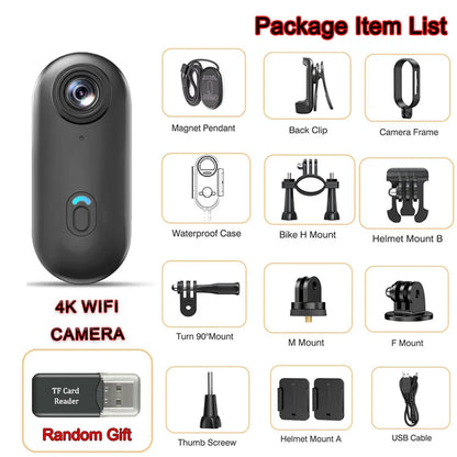 Wireless Mini Action Camera – Compacte Body-, Helm- en Fietscamera – 1080p/4K 