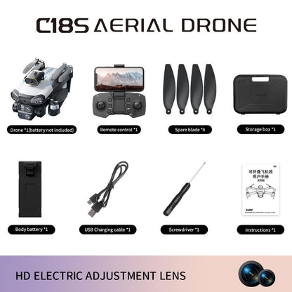Aerial Drone 2025 C13S Pro GPS Drone 4K UHD EIS Camera 5G Wifi FPV Brushless Motors Optical Flow Obstacle Avoidance Auto Return 360° Stunt Roll Easy Play One Click Automatic Two Batteries