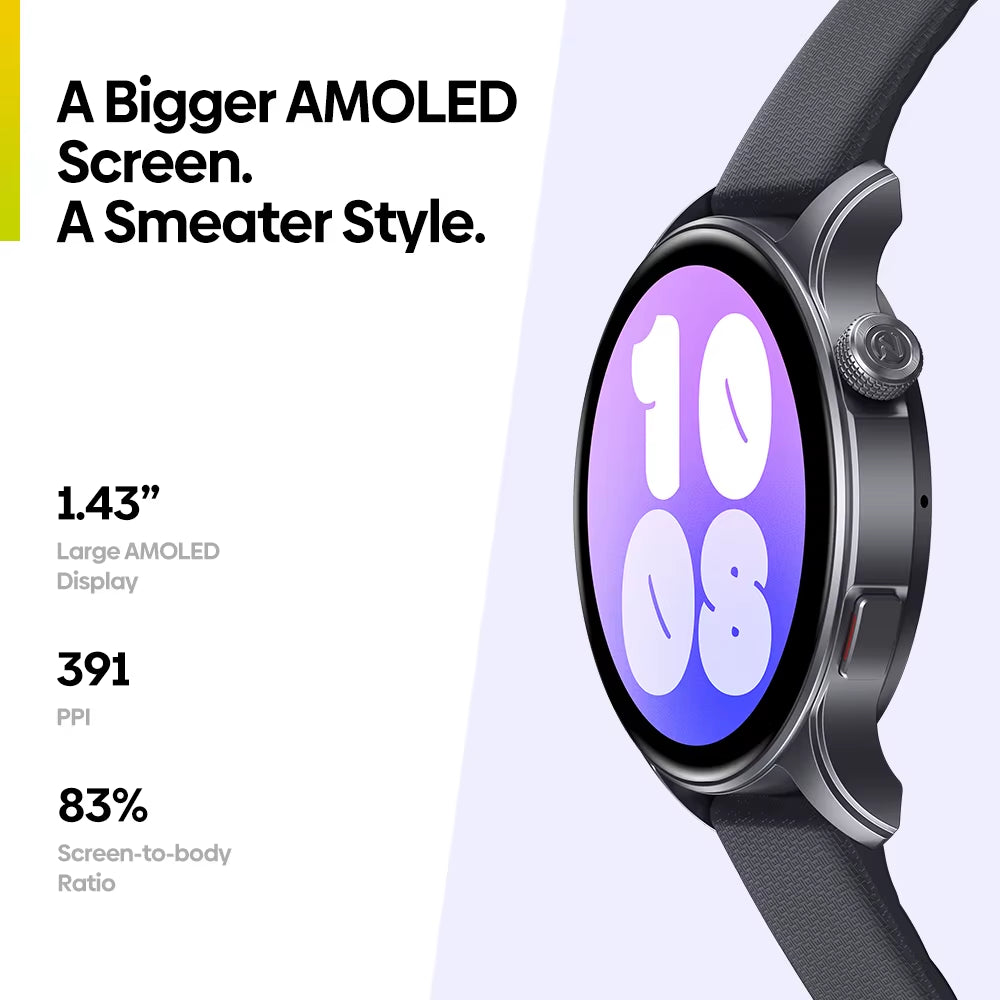 New  Btalk 3 GPS Smartwatch 1.43" AMOLED Screen Dual Straps Make/Answer Phone Calls Heart Rate Spo2 Stress Tracking Watch