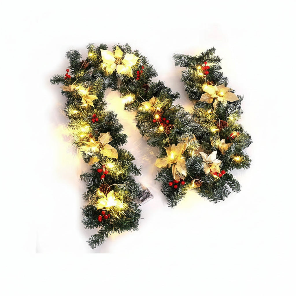 Kunstige Dennenguirlande – 270 cm met 50 Warm Witte LED-Lampjes