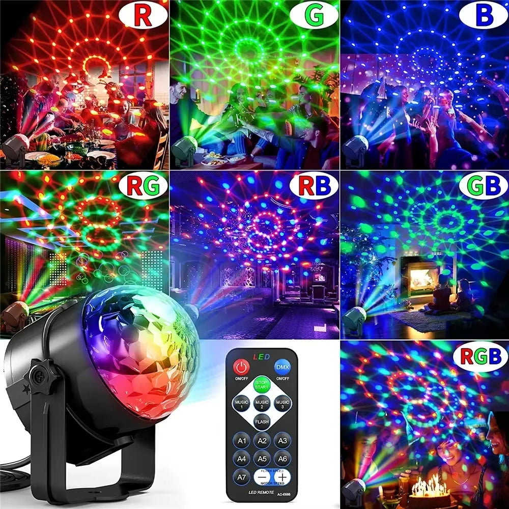 7-Kleuren Stroboscoop – Geluid Geactiveerde Disco Stage Lamp met Afstandsbediening