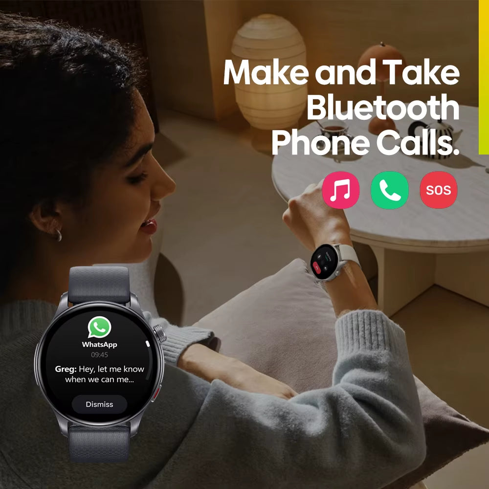 New  Btalk 3 GPS Smartwatch 1.43" AMOLED Screen Dual Straps Make/Answer Phone Calls Heart Rate Spo2 Stress Tracking Watch