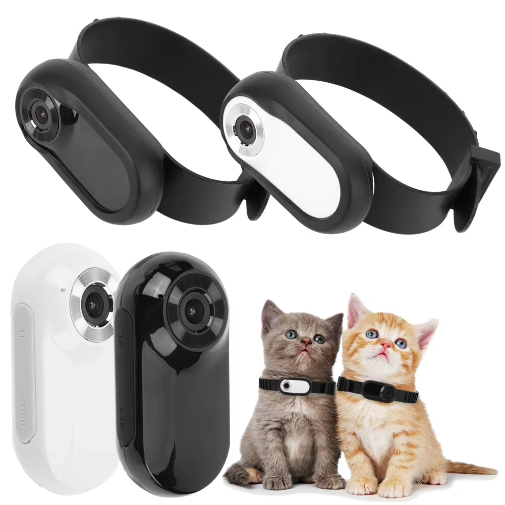 HD 1080P Dog Tracker Collar No Wifi Needed Dog Cat Pet Camera Collar Security Camera Video Records for Cats Dogs Birthday Gift