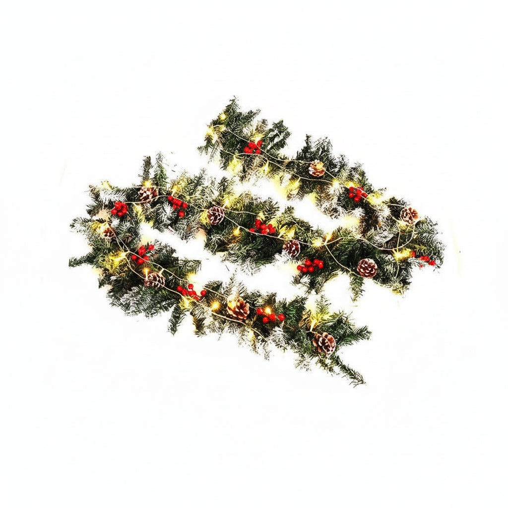 Kunstige Dennenguirlande – 270 cm met 50 Warm Witte LED-Lampjes