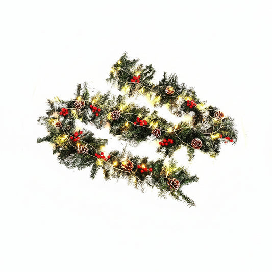 Kunstige Dennenguirlande – 270 cm met 50 Warm Witte LED-Lampjes